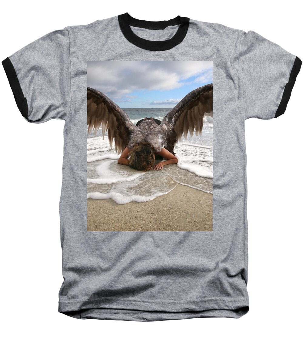 Angel Baseball T-Shirt featuring the photograph I Feel Your Sorrow by Acropolis De Versailles
