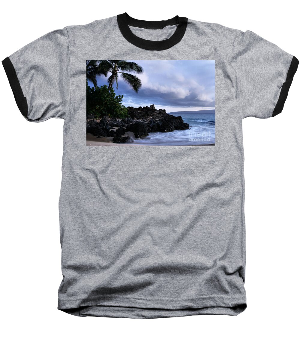 Aloha Baseball T-Shirt featuring the photograph I ke kai Hawanawana Eia kuu lei Aloha - Paako Beach Maui Hawaii by Sharon Mau