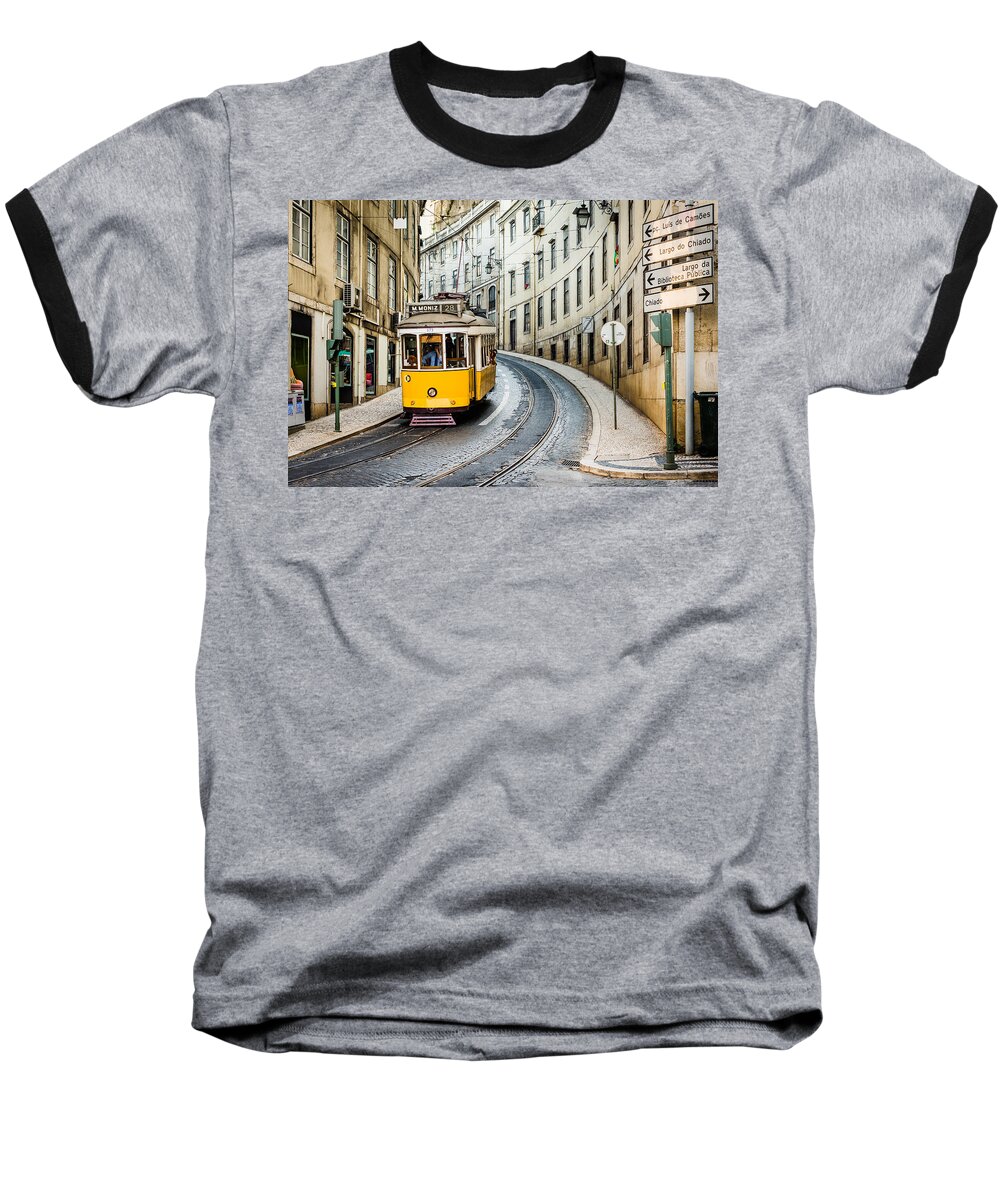 Tram Baseball T-Shirt featuring the photograph Iconic Lisbon Streetcar No. 28 III by Marco Oliveira