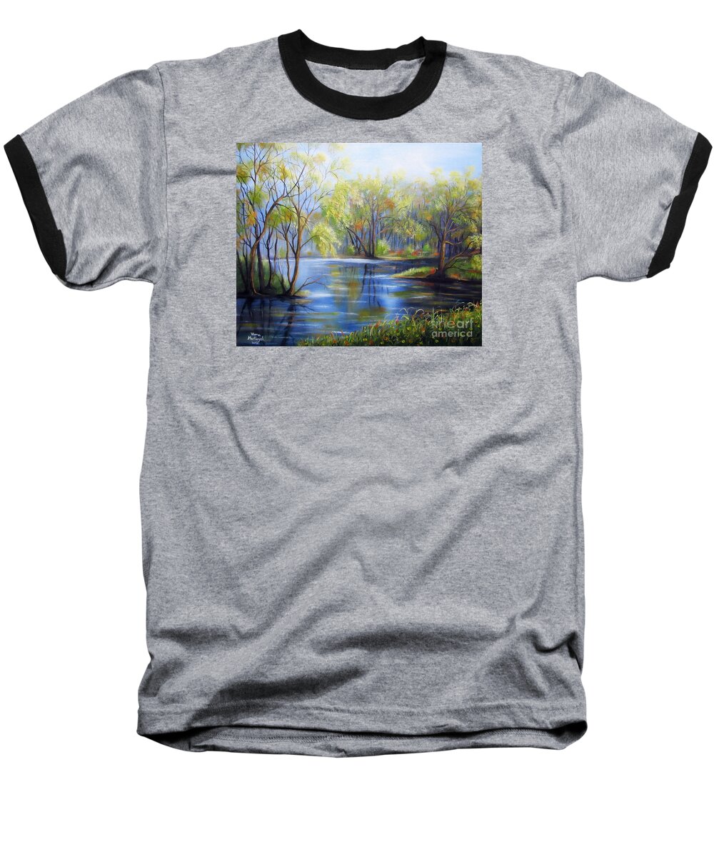 Impressions Baseball T-Shirt featuring the painting Impressions of Spring by Vesna Martinjak