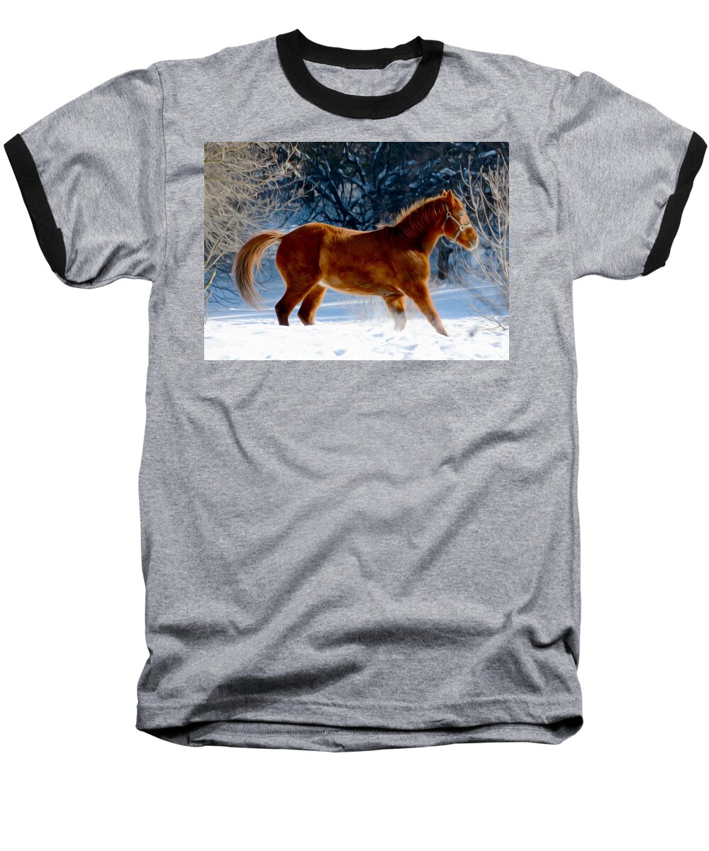 Horse Baseball T-Shirt featuring the photograph In motion by Tracy Winter