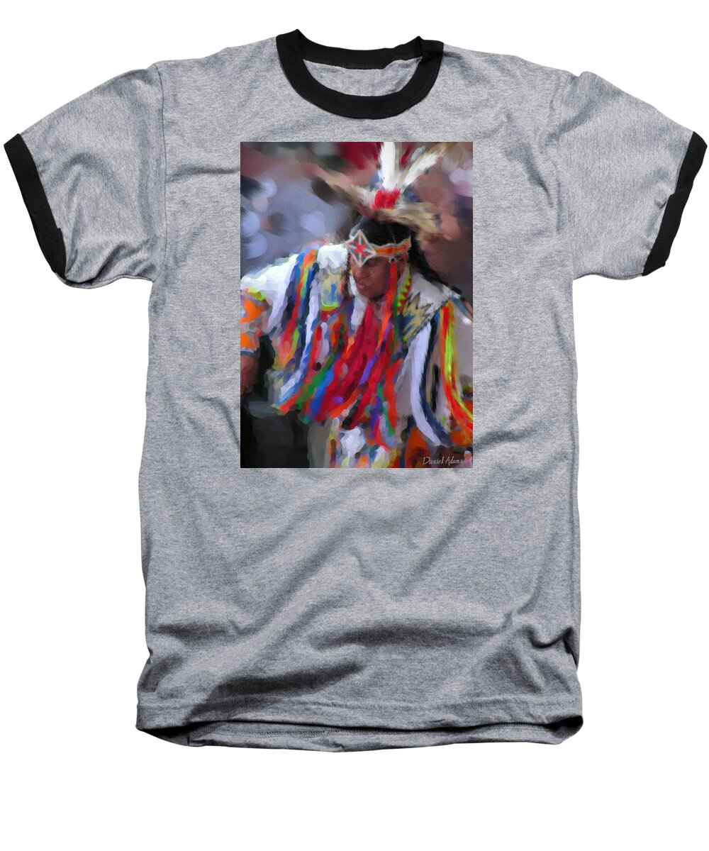 Indian Baseball T-Shirt featuring the painting DA121 Indian Dance by Daniel Adams by Daniel Adams