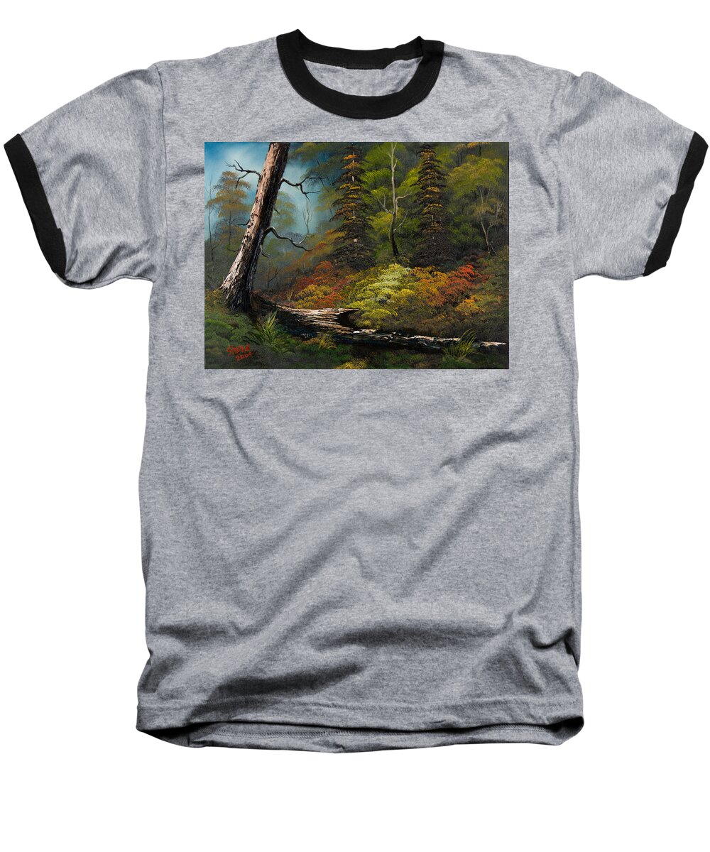Landscape Baseball T-Shirt featuring the painting Secluded Forest by Chris Steele