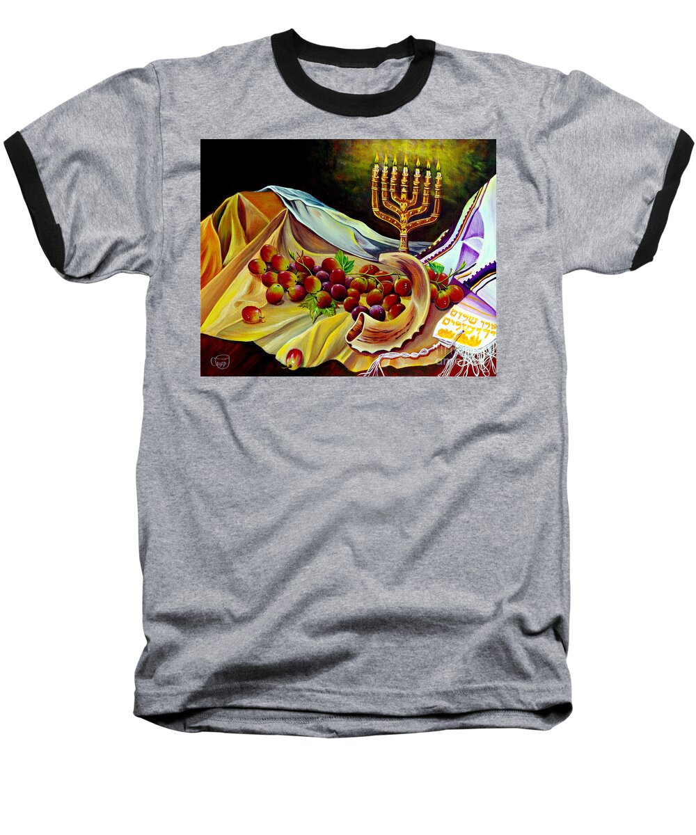 Shofar Baseball T-Shirt featuring the painting Intercession by Nancy Cupp