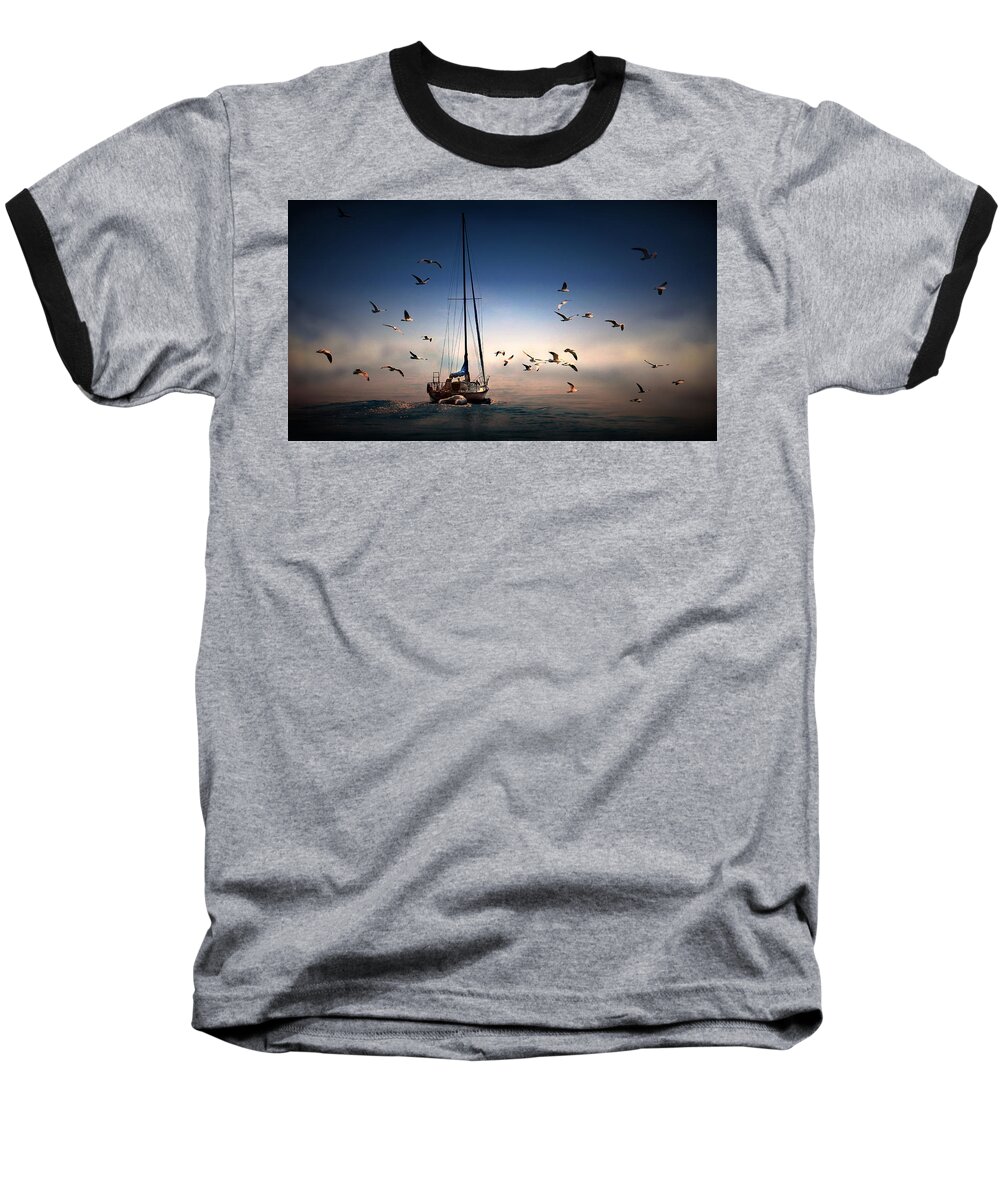 Landscape Baseball T-Shirt featuring the photograph Into The Blue by Davandra Cribbie