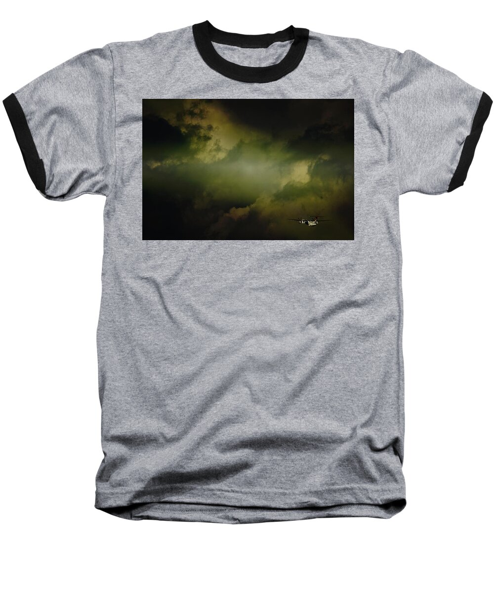 Bombardier Dash 8 Baseball T-Shirt featuring the photograph Into the Clouds by Paul Job