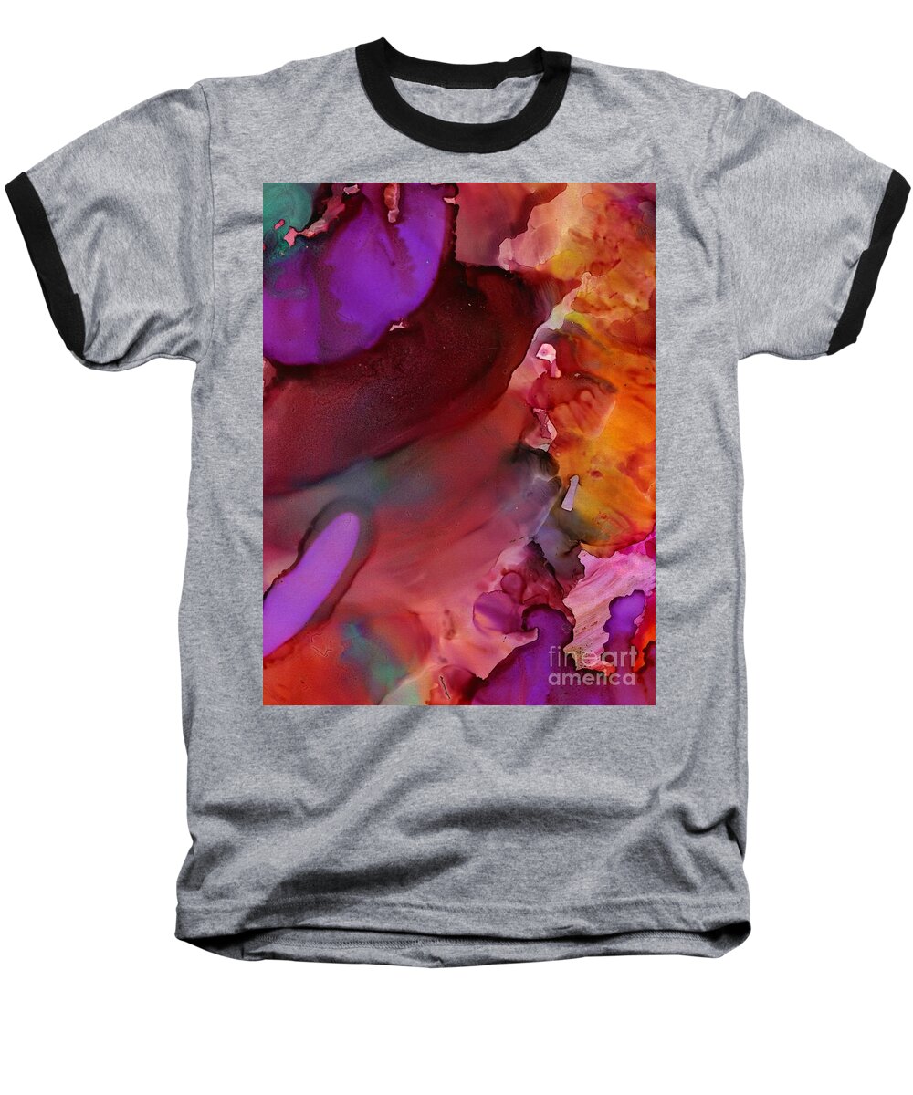 Ink Baseball T-Shirt featuring the painting Into the FIRE by Angela L Walker