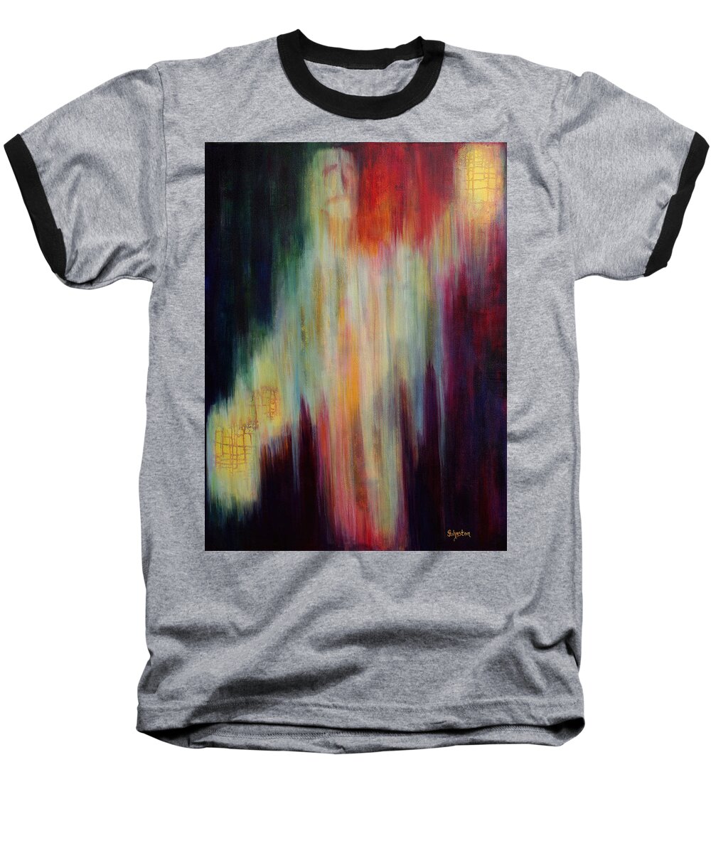 Abstract Art Baseball T-Shirt featuring the painting Into The Light by Cindy Johnston