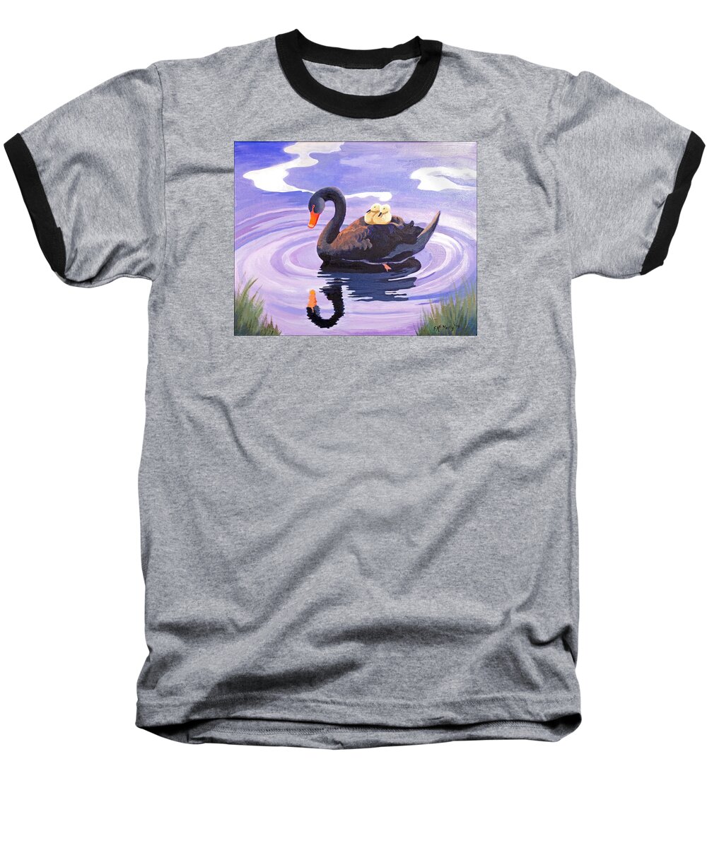 Black Swan Baseball T-Shirt featuring the painting It's About Love Not Color by Susan McNally