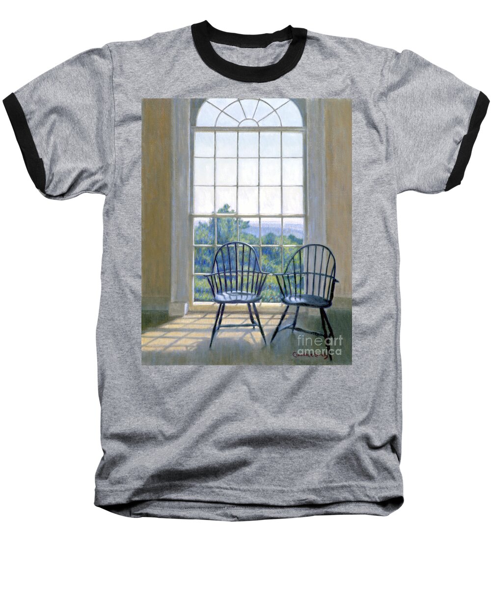 Thomas Baseball T-Shirt featuring the painting Jefferson and a Friend at Monticello by Candace Lovely