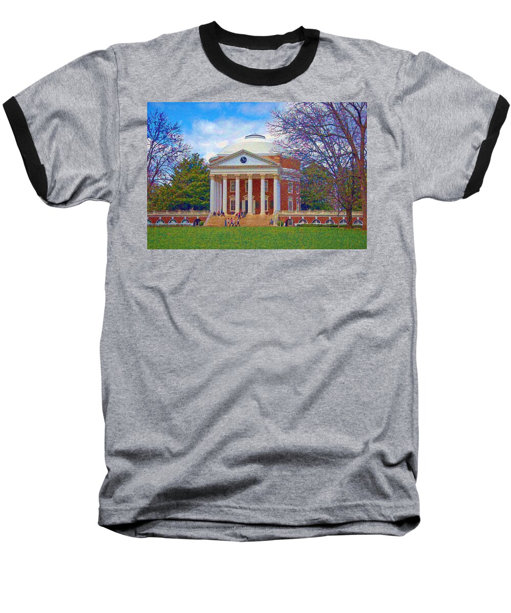 Rotunda Baseball T-Shirt featuring the photograph Jefferson's Rotunda at UVA by Jerry Gammon