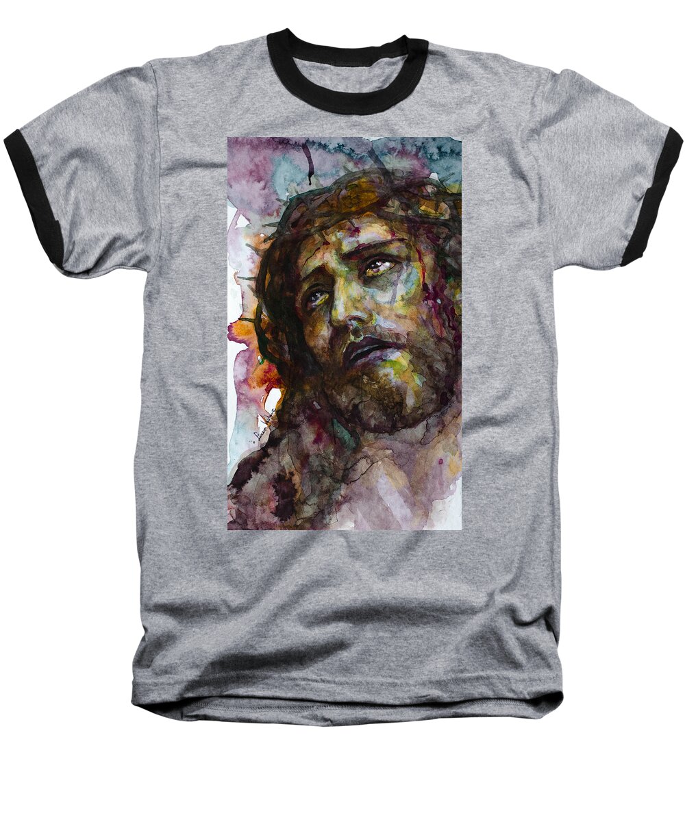 Jesus Baseball T-Shirt featuring the painting Jesus Christ by Laur Iduc