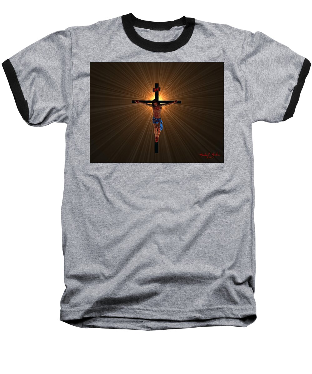 John 316 Baseball T-Shirt featuring the digital art Jesus Christ by Michael Rucker