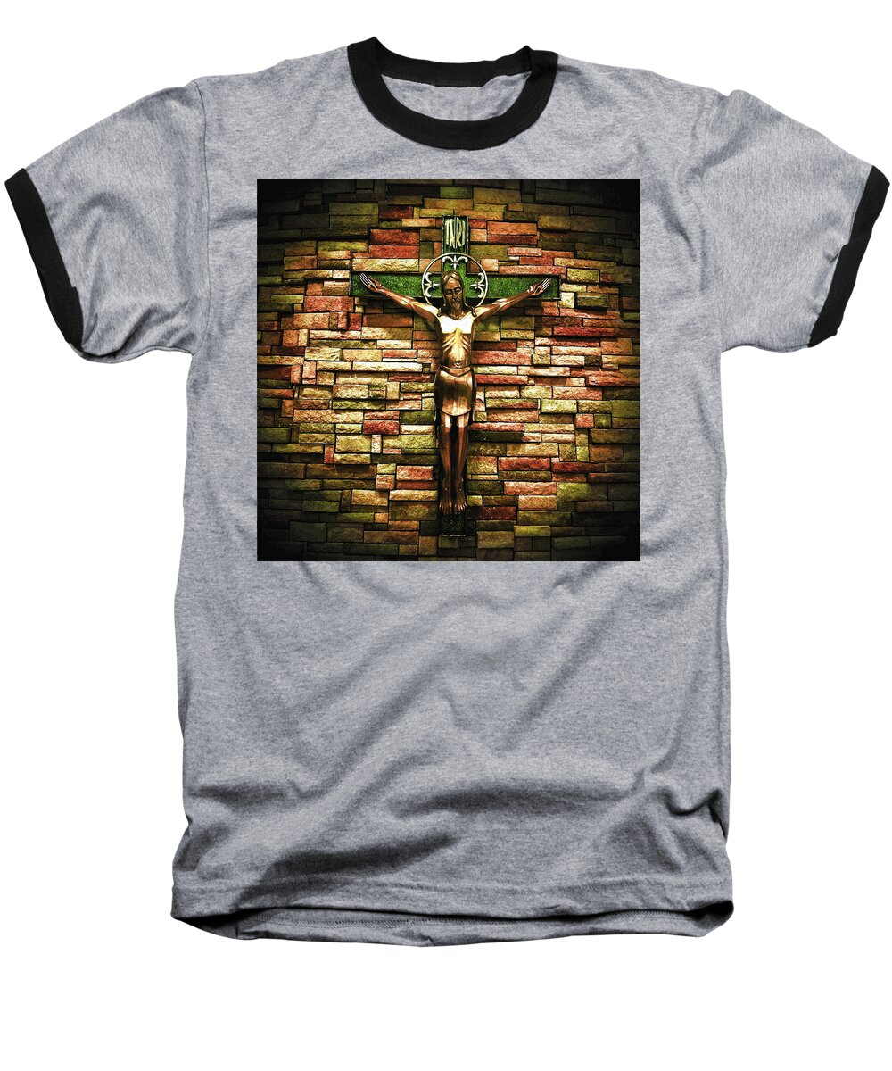 Church Baseball T-Shirt featuring the photograph Jesus Is His Name by Al Harden