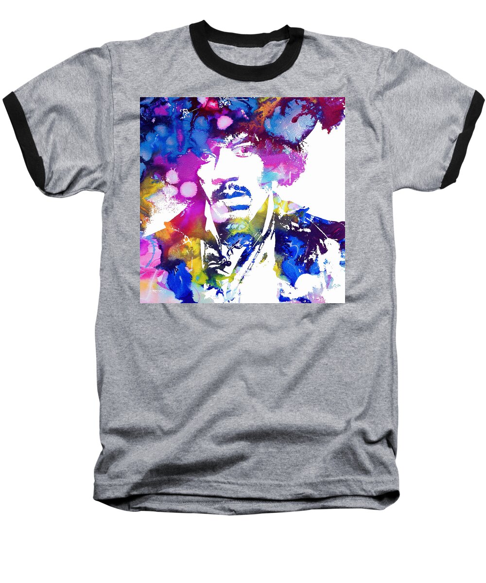Jimi Hendrix Baseball T-Shirt featuring the painting Jimi Hendrix - Stoned by Doc Braham