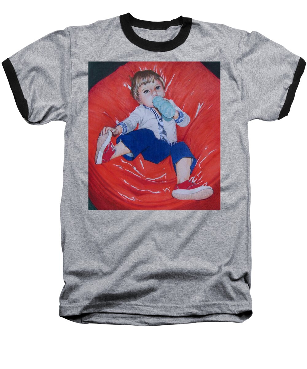 Boy Baseball T-Shirt featuring the mixed media Joey by Constance Drescher