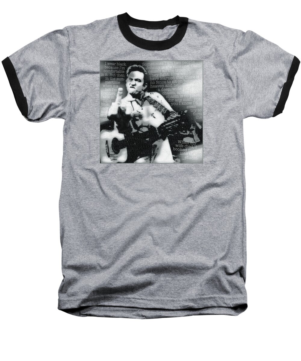 Johnny Cash Baseball T-Shirt featuring the painting Johnny Cash Rebel by Tony Rubino