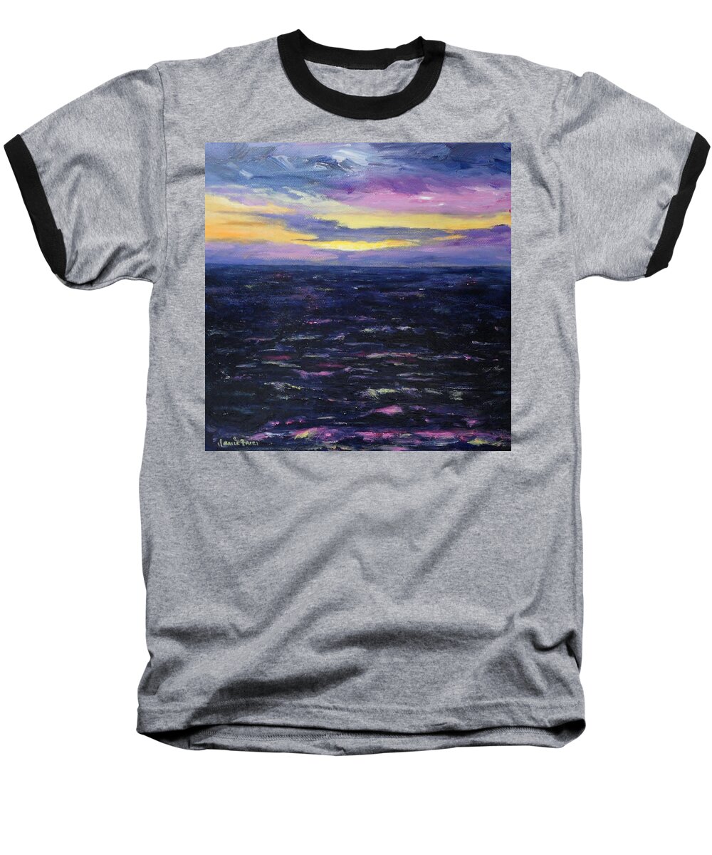 Kauai Baseball T-Shirt featuring the painting Kauai Sunset by Jamie Frier