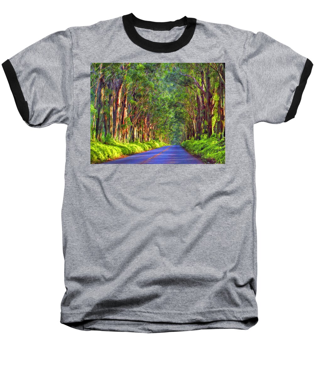 Kauai Baseball T-Shirt featuring the painting Kauai Tree Tunnel by Dominic Piperata