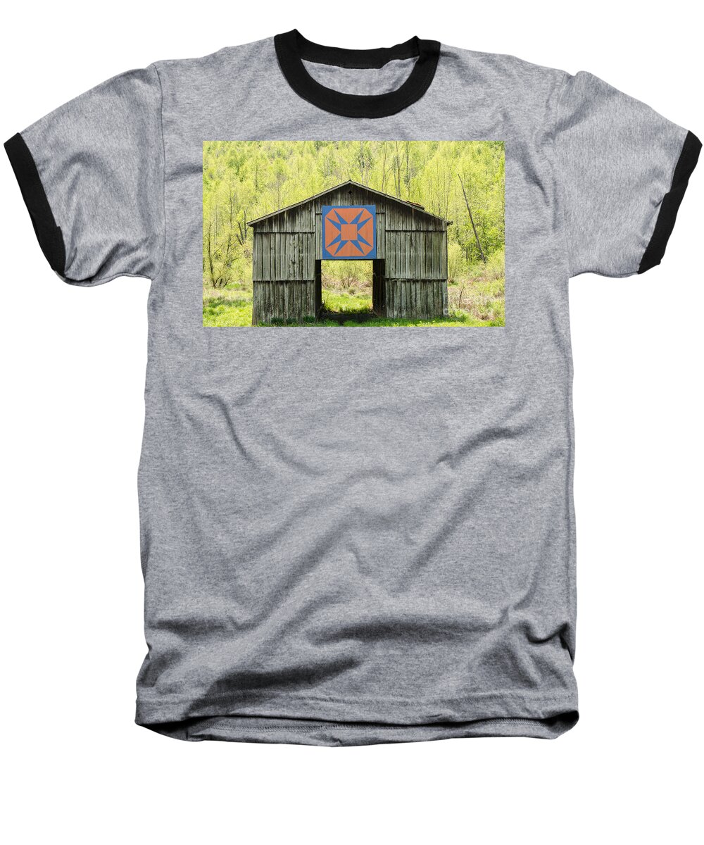 Architecture Baseball T-Shirt featuring the photograph Kentucky Barn Quilt - Happy Hunting Ground by Mary Carol Story