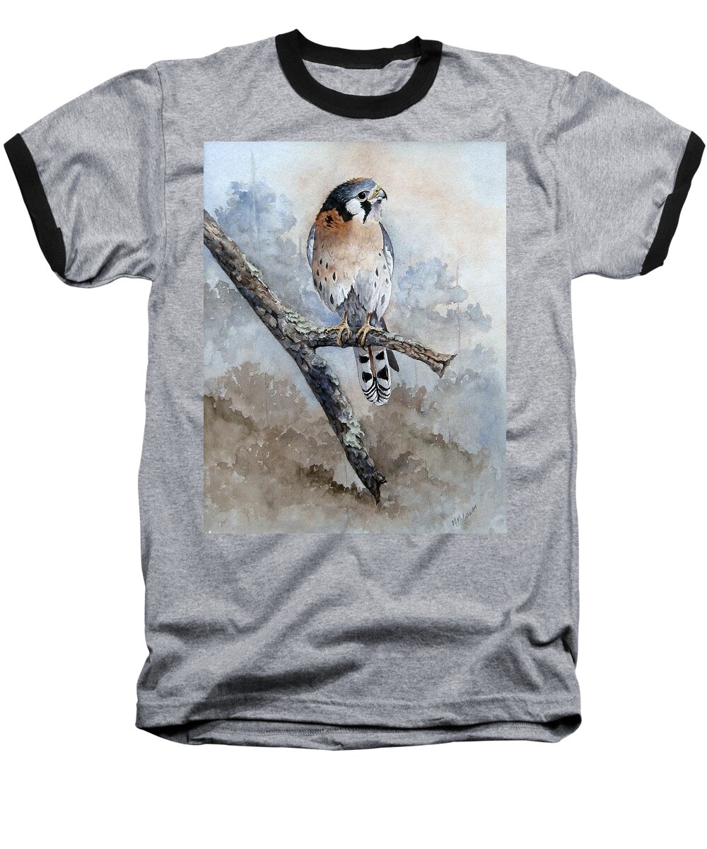 Bird Baseball T-Shirt featuring the painting Kestrel Perch by Mary McCullah