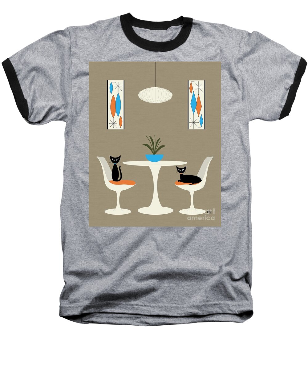 Mid-century Modern Baseball T-Shirt featuring the digital art Knoll Table by Donna Mibus