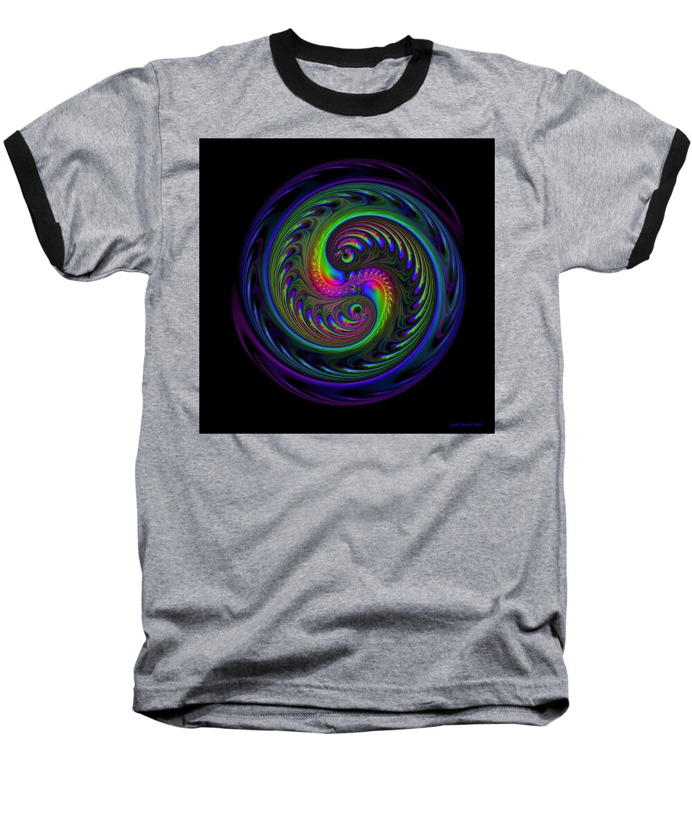 Abstract Baseball T-Shirt featuring the digital art Koi Yin Yang by Judi Suni Hall