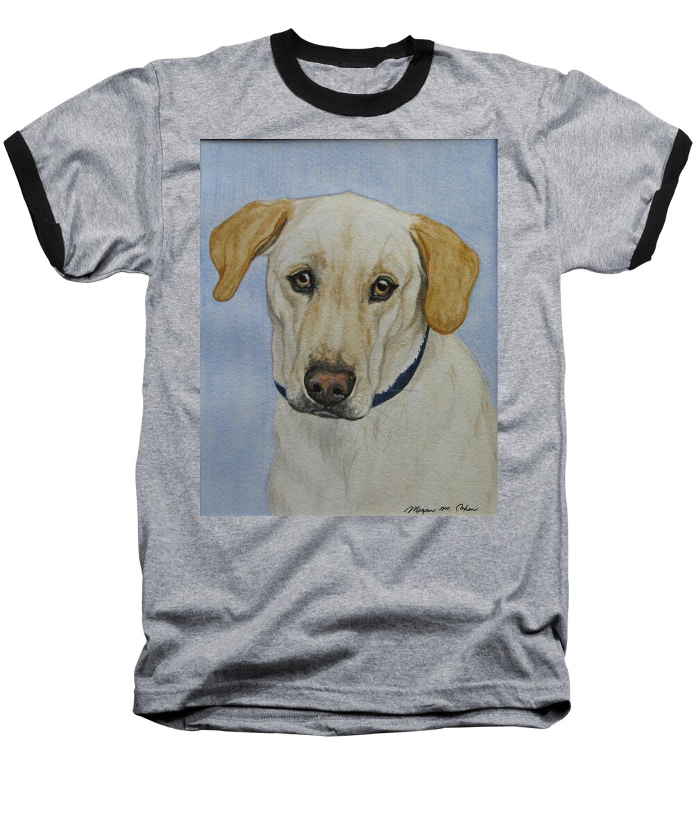 Dog Baseball T-Shirt featuring the painting Lab by Megan Cohen