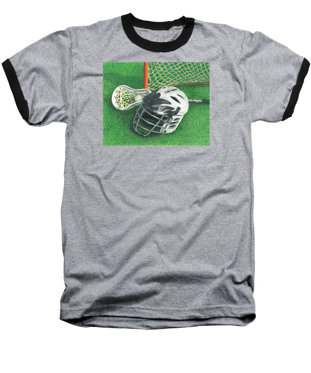 Lacrosse Baseball T-Shirt featuring the drawing Lacrosse by Troy Levesque