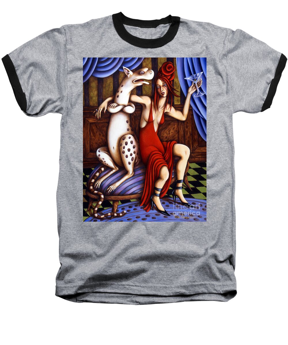 Fantasy Baseball T-Shirt featuring the painting Lady in Red by Valerie White