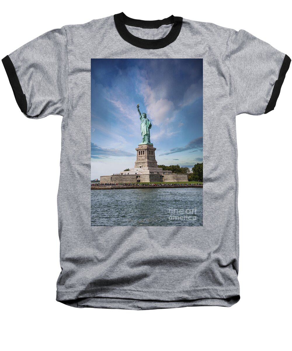 America Baseball T-Shirt featuring the photograph Lady Liberty by Juli Scalzi