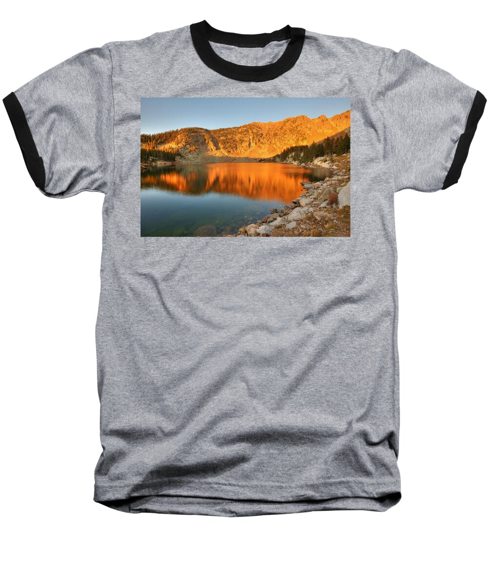 New Mexico Baseball T-Shirt featuring the photograph Lake Katherine Sunrise by Alan Ley