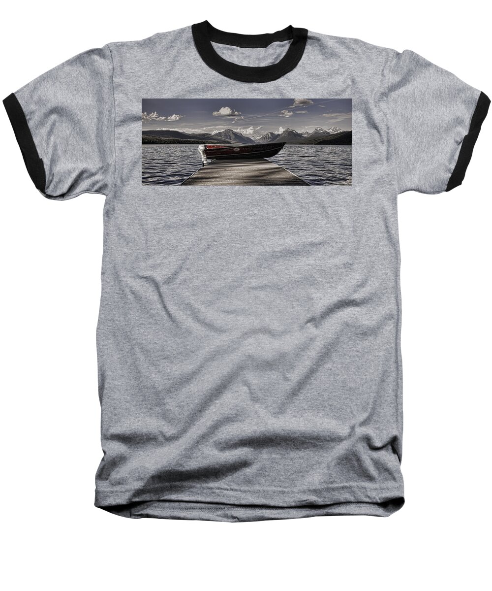 Painterly Baseball T-Shirt featuring the photograph Lake McDonald by Ellen Heaverlo
