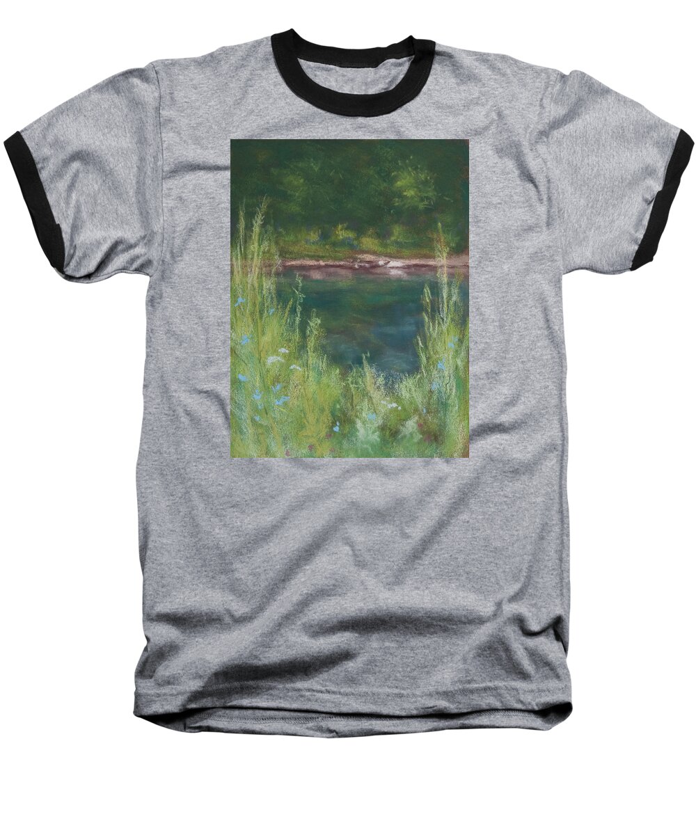 Landscapes Baseball T-Shirt featuring the painting Lake Medina by Lee Beuther
