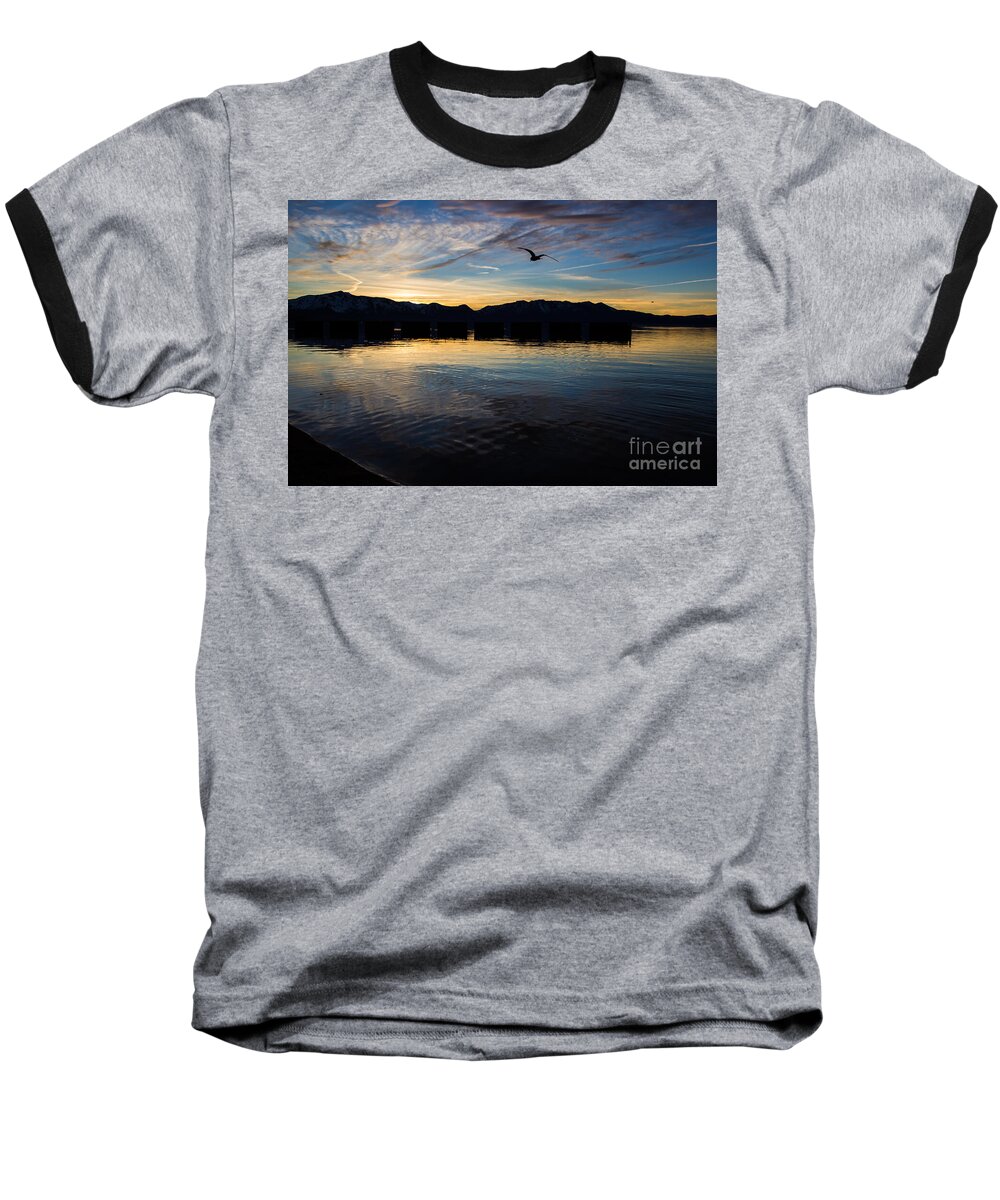 Lake Tahoe Baseball T-Shirt featuring the photograph Lake Tahoe Sunset by Suzanne Luft