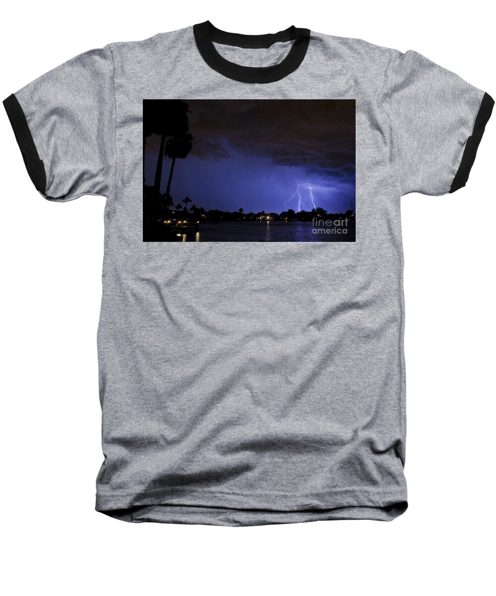 Lightning Baseball T-Shirt featuring the photograph Lake Weatherly by Quinn Sedam