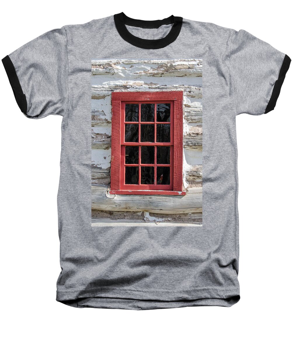Clarence Ny Baseball T-Shirt featuring the photograph Landow Cabin Window by Guy Whiteley
