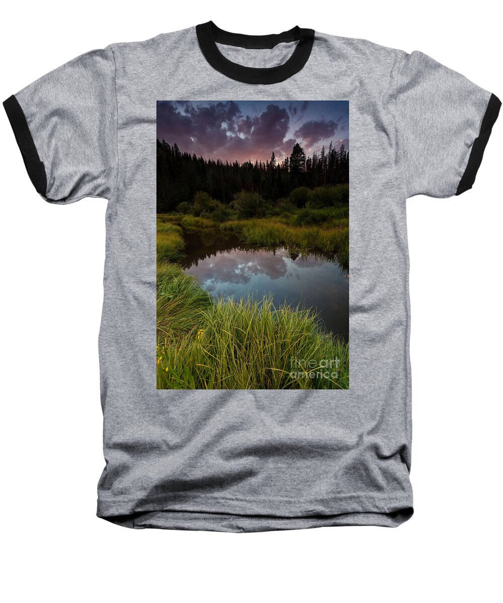 Nature Baseball T-Shirt featuring the photograph Laramie River Sunset by Steven Reed