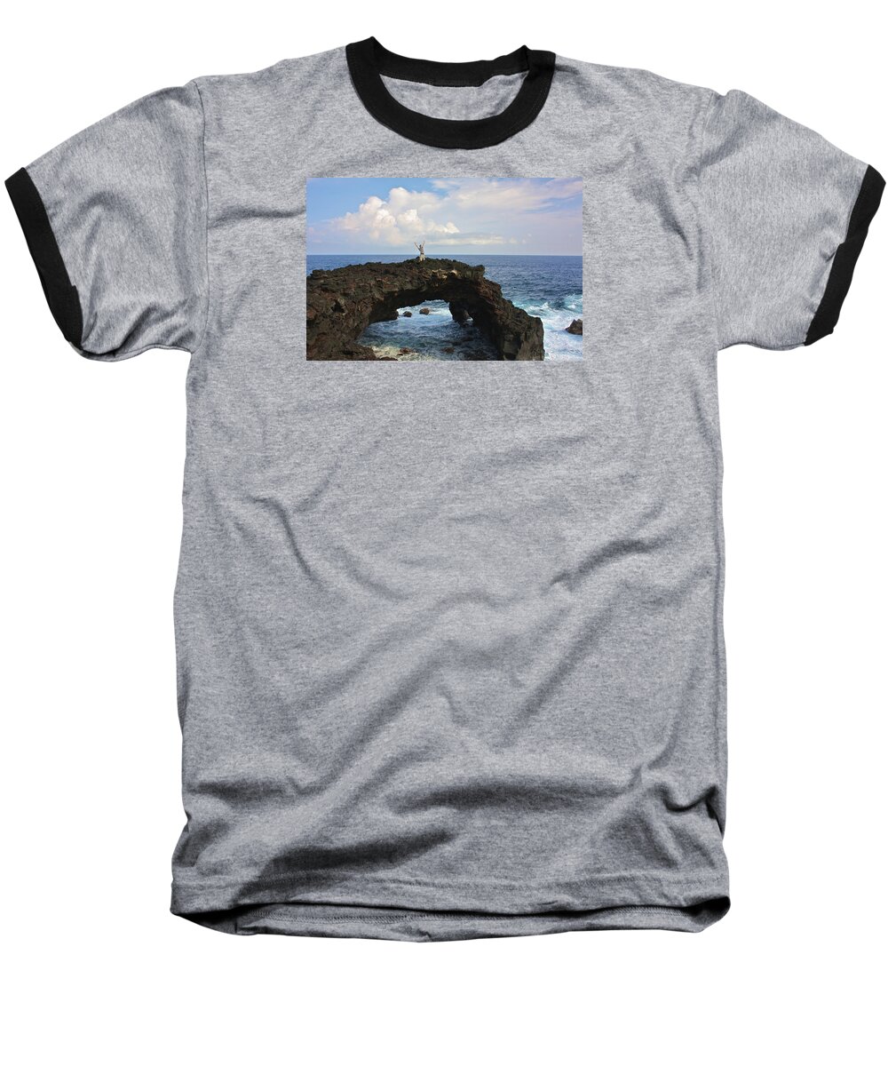 Lava Baseball T-Shirt featuring the photograph Lava Sea Arch in Hawaii by Venetia Featherstone-Witty