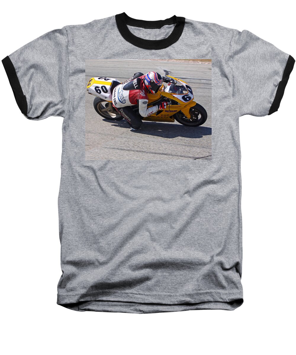 Motorsports Baseball T-Shirt featuring the photograph Leaning Into Speed by Shoal Hollingsworth
