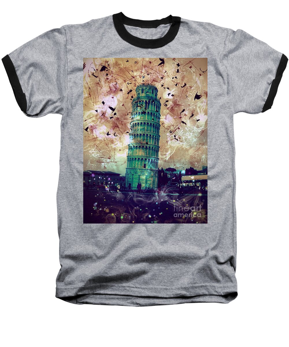 Leaning Tower Of Pisa Baseball T-Shirt featuring the digital art Leaning Tower of Pisa 1 by Marina McLain
