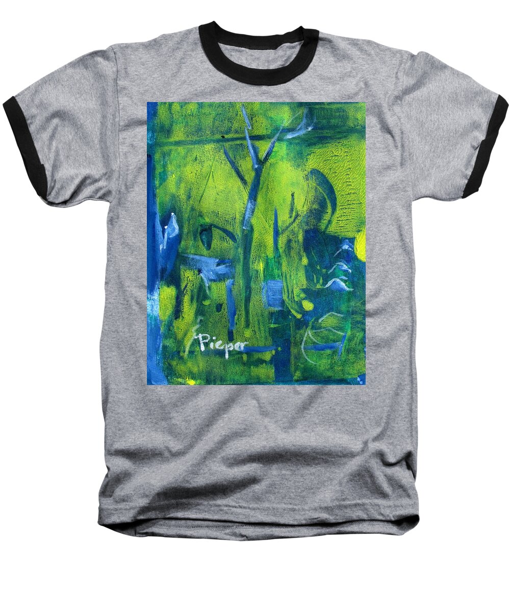 Lime Green And Blues Baseball T-Shirt featuring the painting Lemon Willow by Betty Pieper