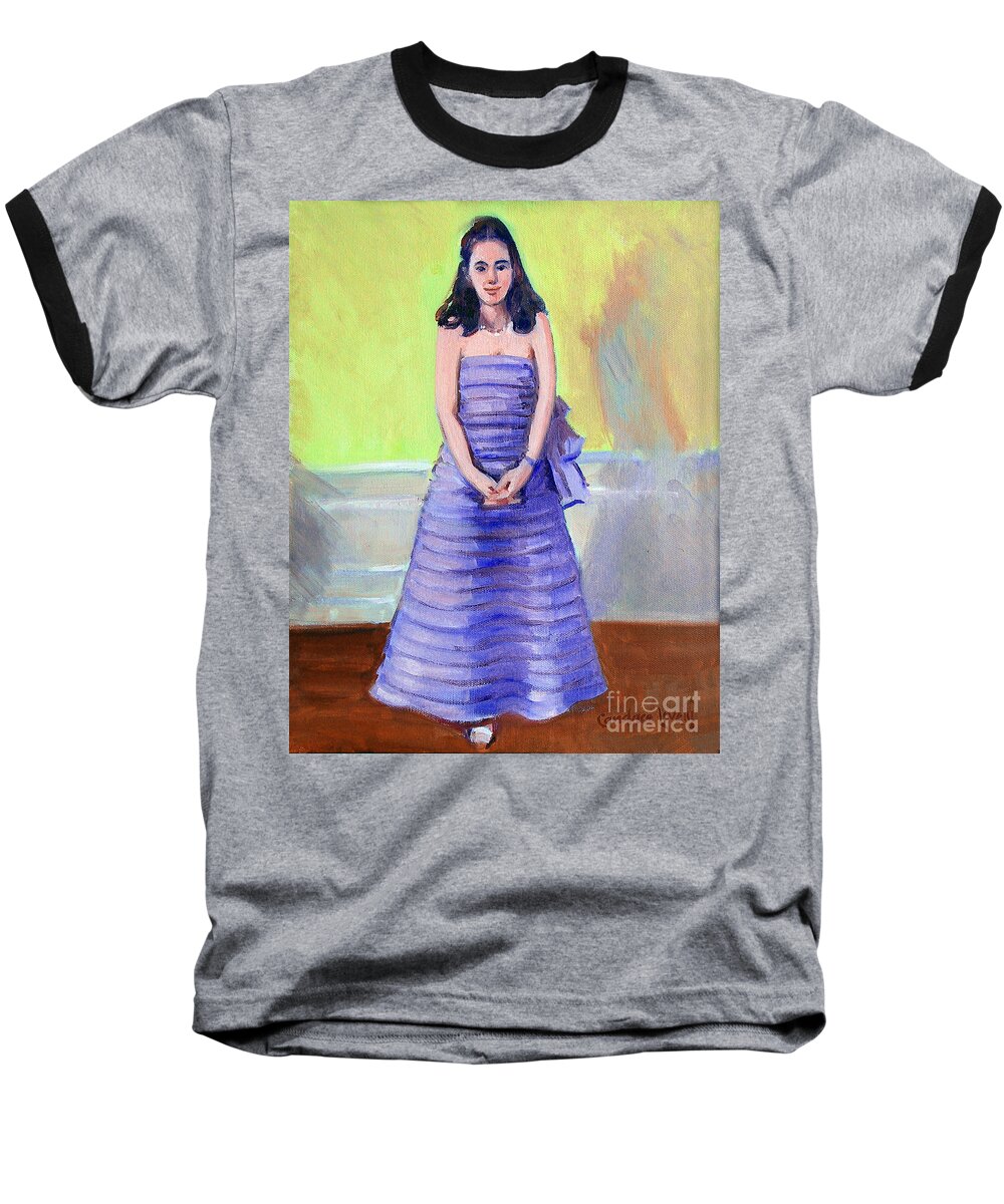 Leslie Baseball T-Shirt featuring the painting Leslie by Candace Lovely