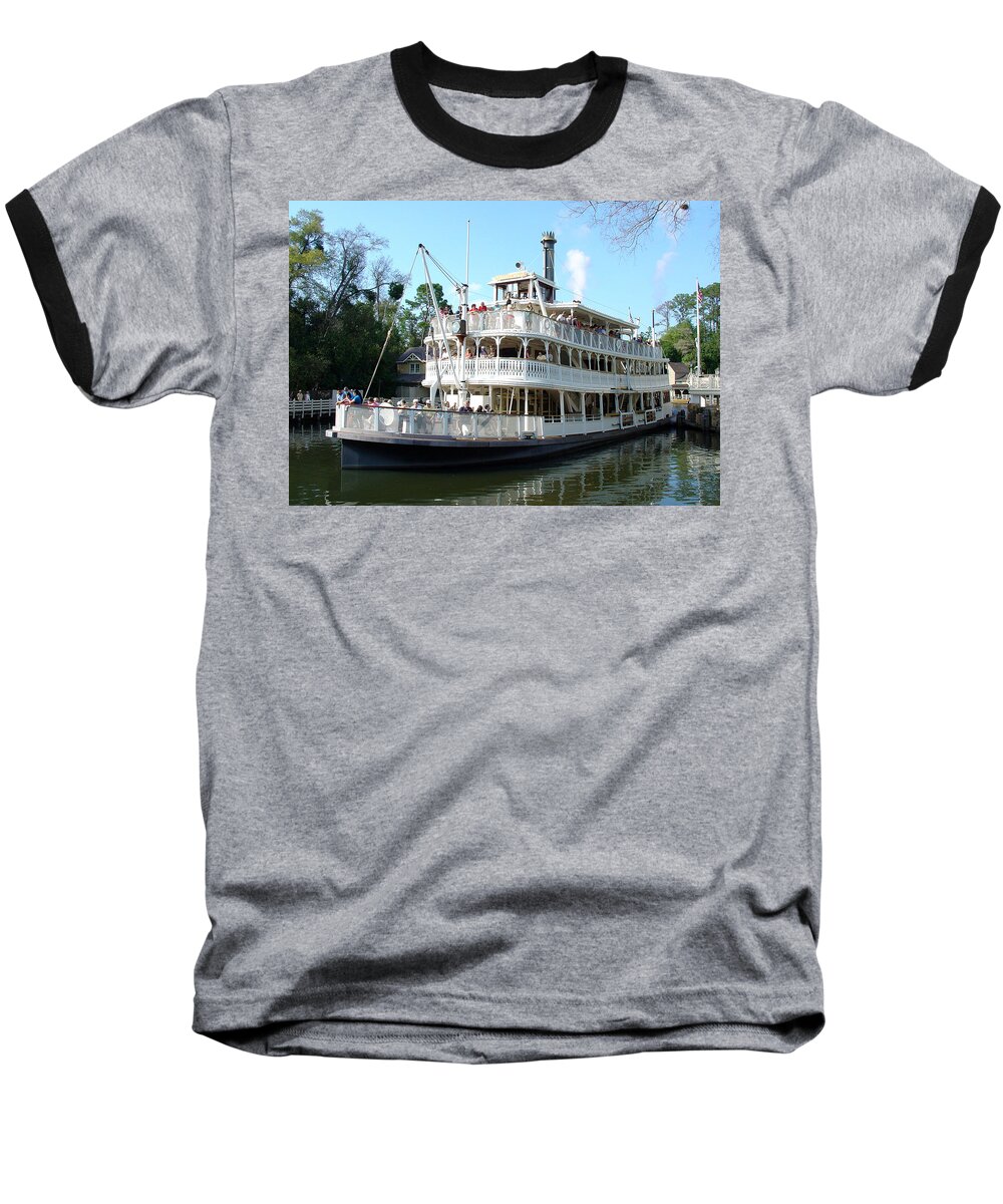 Liberty Square Baseball T-Shirt featuring the photograph Liberty Riverboat by David Nicholls