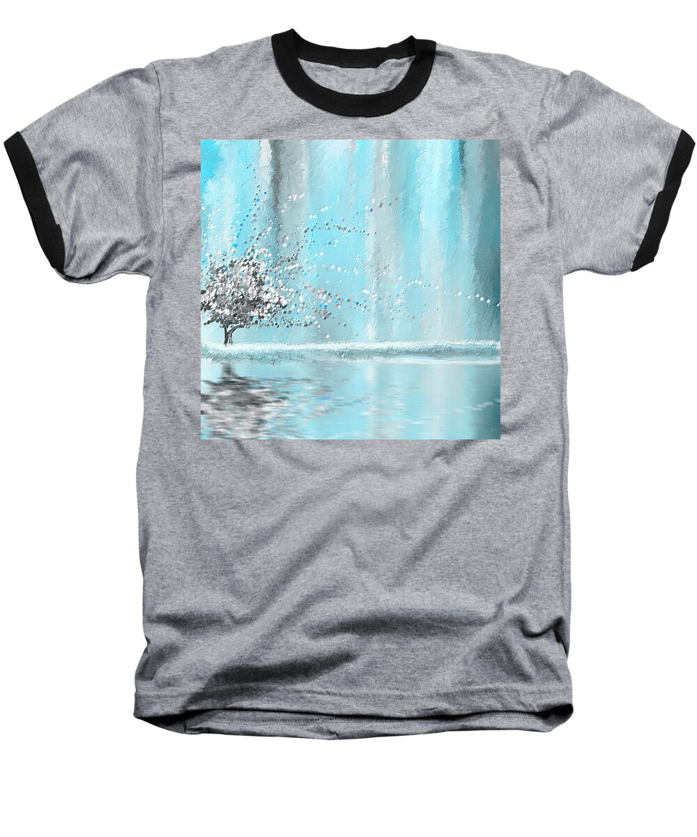 Blue Baseball T-Shirt featuring the painting Light Blue And Gray by Lourry Legarde