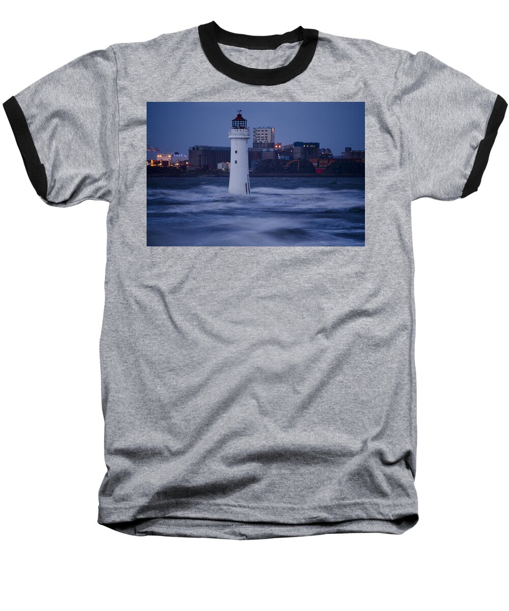 Lighthouse Baseball T-Shirt featuring the photograph Lighthouse in the Storm by Spikey Mouse Photography
