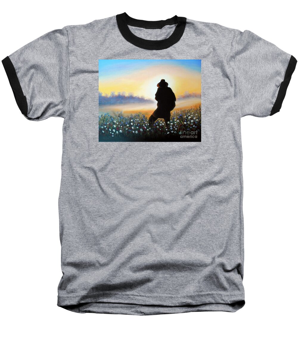Landscapes Baseball T-Shirt featuring the painting Lighthunter by Vesna Martinjak