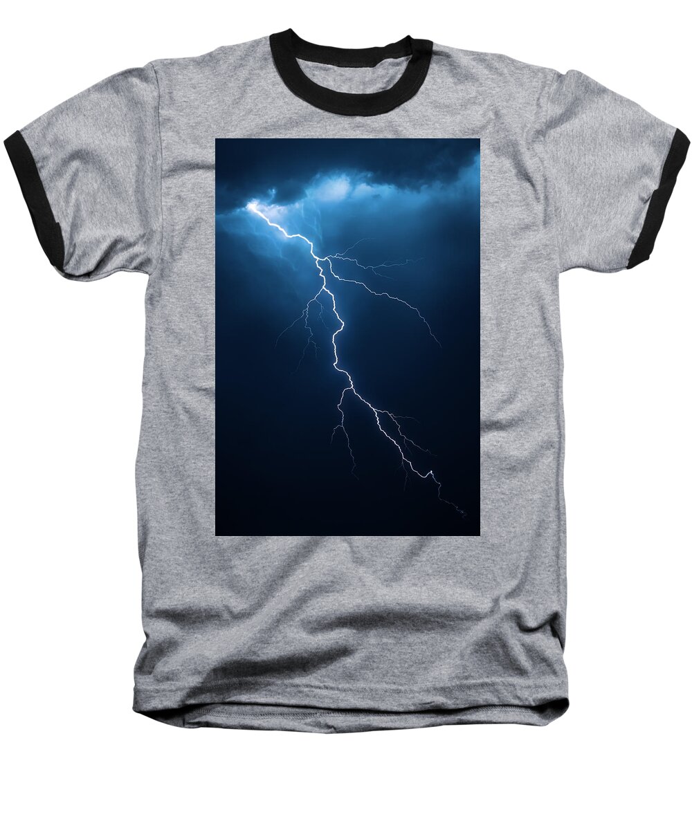 Lightning Baseball T-Shirt featuring the photograph Lightning with cloudscape by Johan Swanepoel