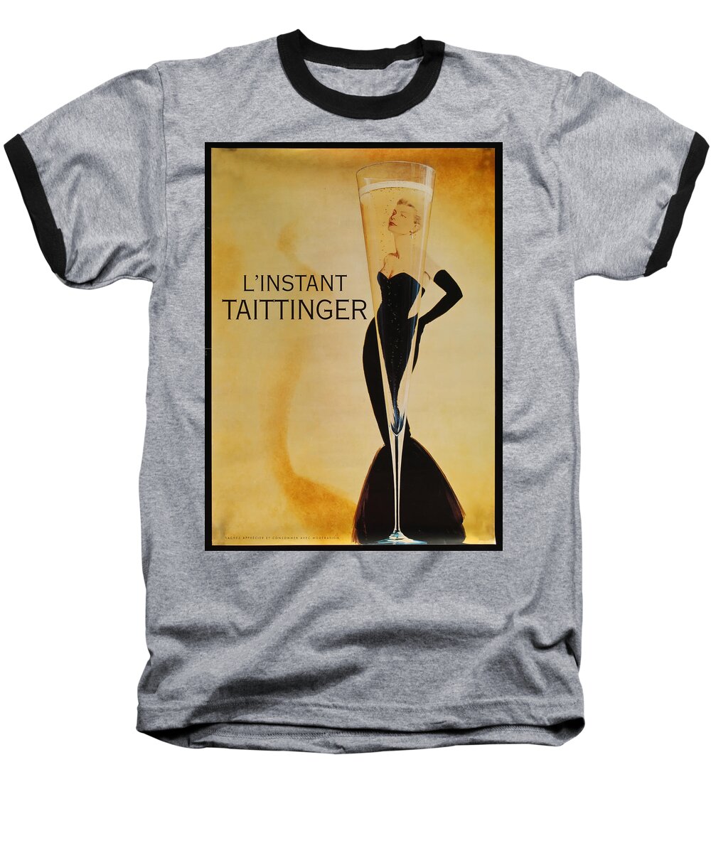 L'instant Taittanger Baseball T-Shirt featuring the digital art L'Instant Taittinger by Georgia Clare