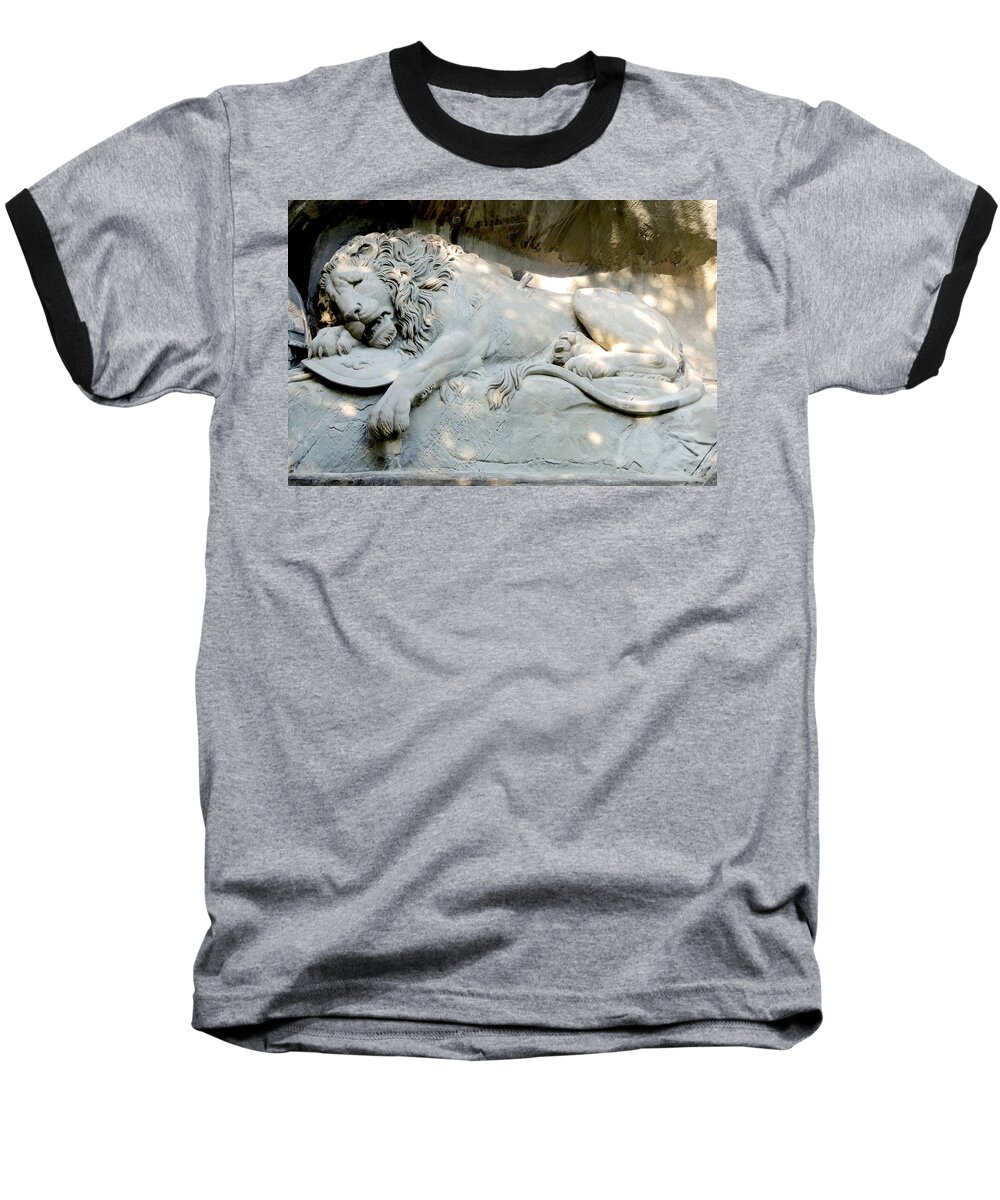 Europe Baseball T-Shirt featuring the photograph Lion Monument in Lucerne Switzerland by Marilyn Burton